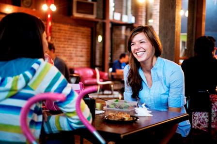 Students in a cafe on campus