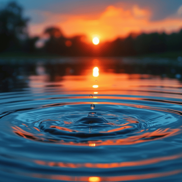 Reflecting Writing for Teaching Practice Reflection of a sunrise in a small body of water with a drop of water creating a ripple