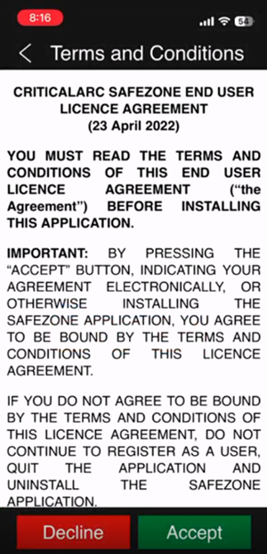 Accept the Terms and Conditions 