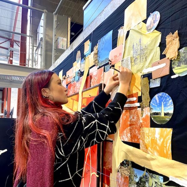 Image of Sage designing in studio.