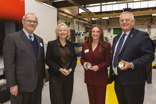 Professor Alan Broadfoot, Ms Sharon Claydon MP, Professor Bronwyn Fox, and Alex Zelinsky AONational TRaCE Showcase at the National TRaCE Showcase