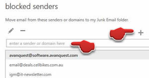 junk email web blocked senders