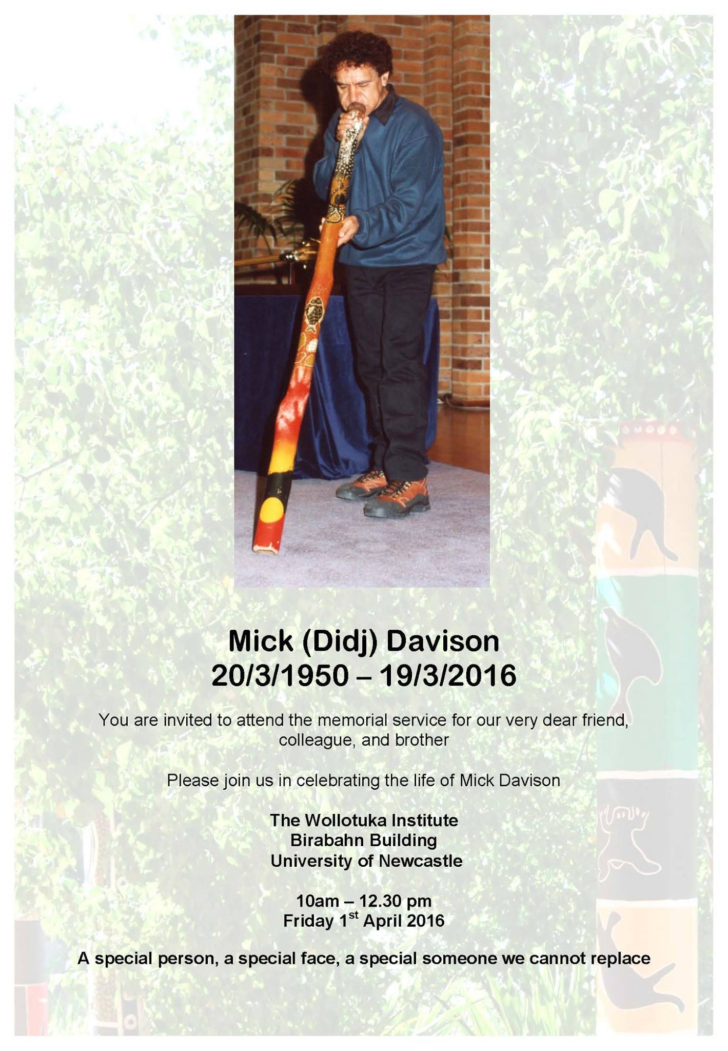 Mick Davison memorial service