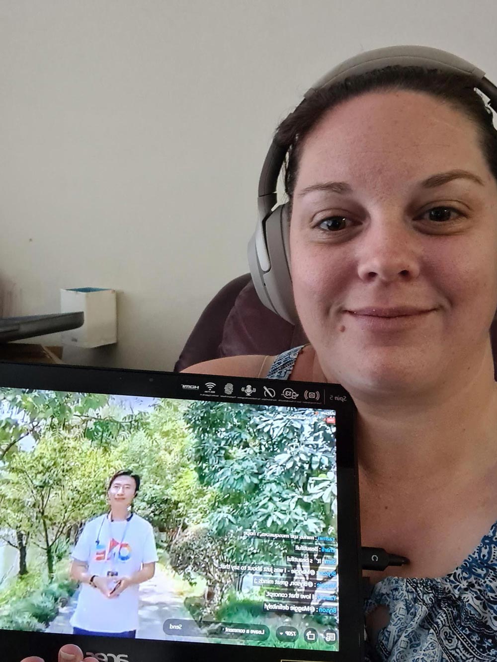 Alex Foster using laptop