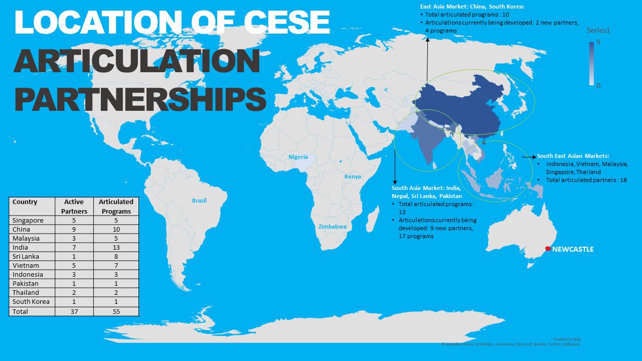 Map of location of CESE partnerships
