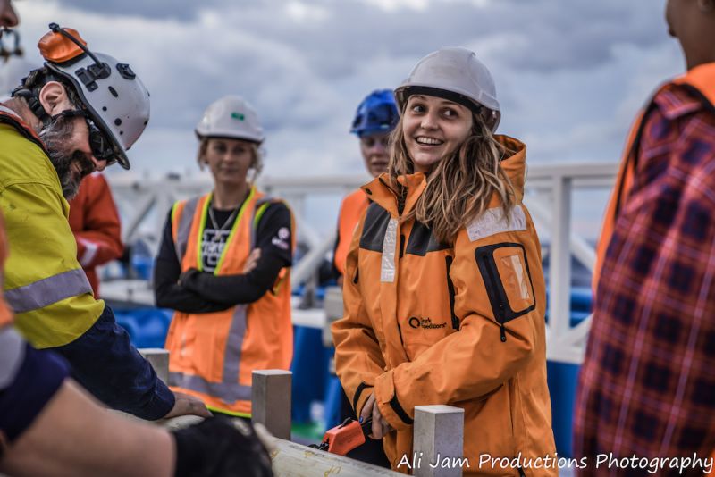 Students on board the RV Investigator getting hands on while collecting data