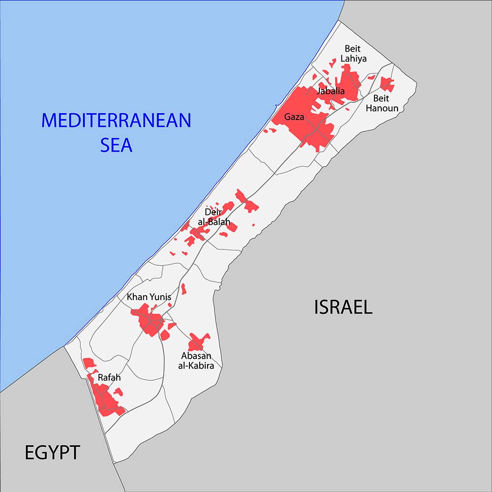 Map of the Gaza strip
