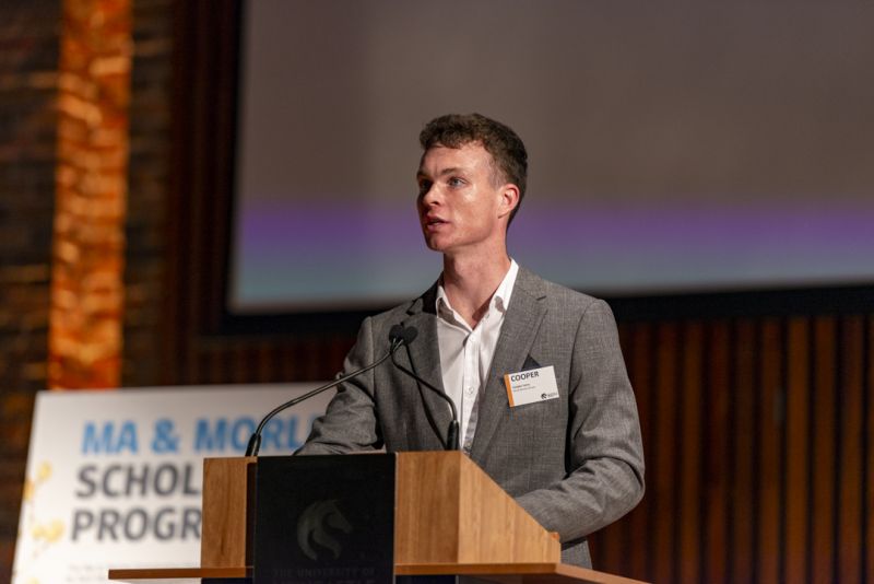 2023 Scholar, Cooper Ivory, reflecting on the year at the Ma & Morley Gala