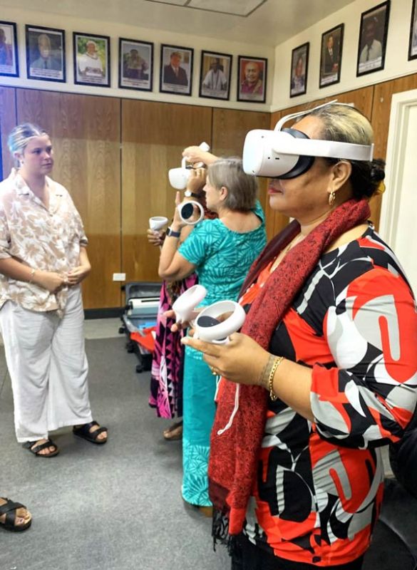 People participating in VR training in Samoa 