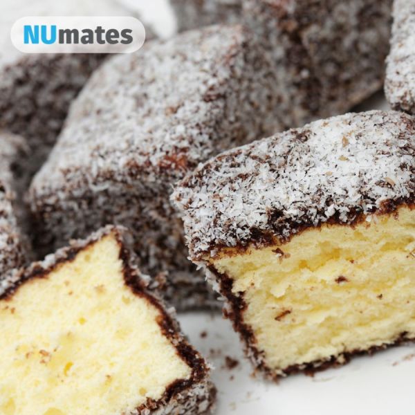 an image of chocolate lamington cakes