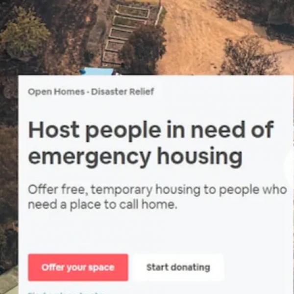 Host people in need of emergency housing - Airbnb screenshot