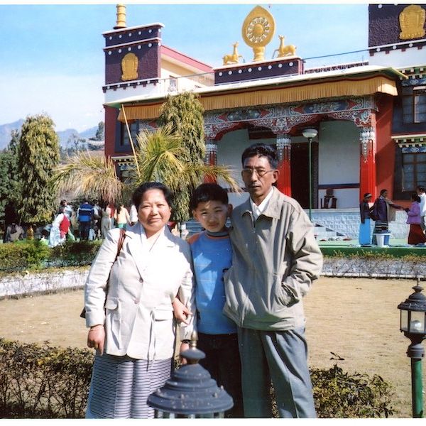 Tenzin and his parents in Himachal Pradesh in India