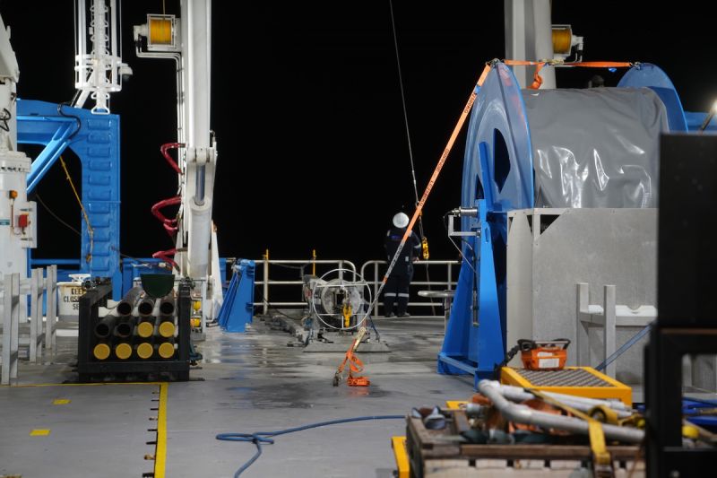 A view of the RV Investigator at night