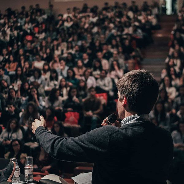 Lecturer speaking to class