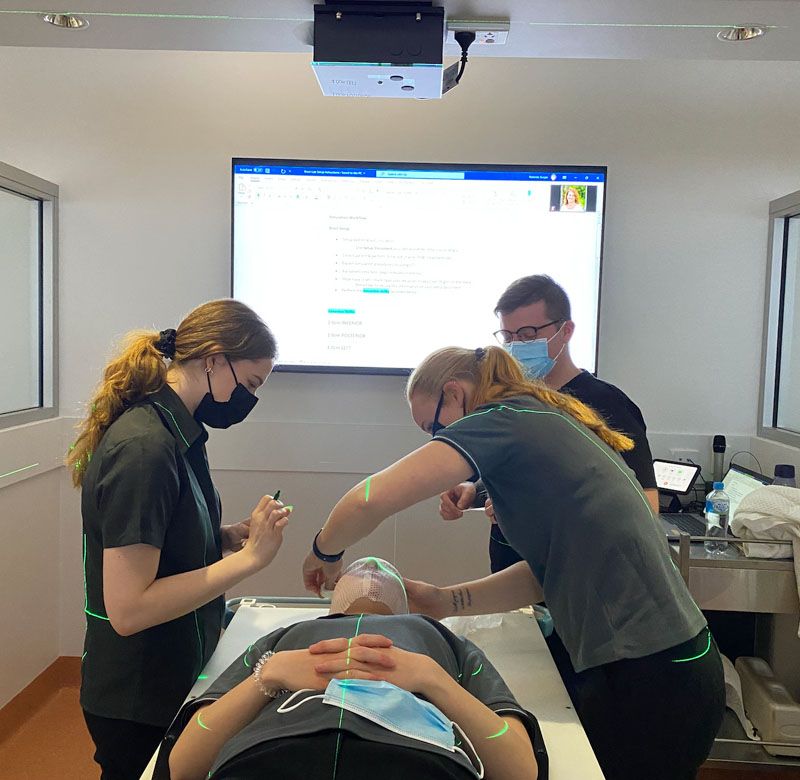 Students studying radiation therapy