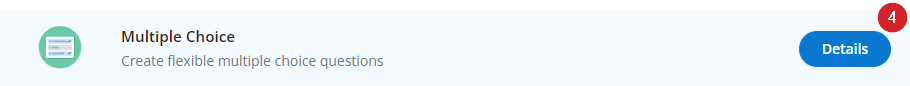 H5P Activity - Details button This screenshot shows the details button to view the description of the activity type in H5P.