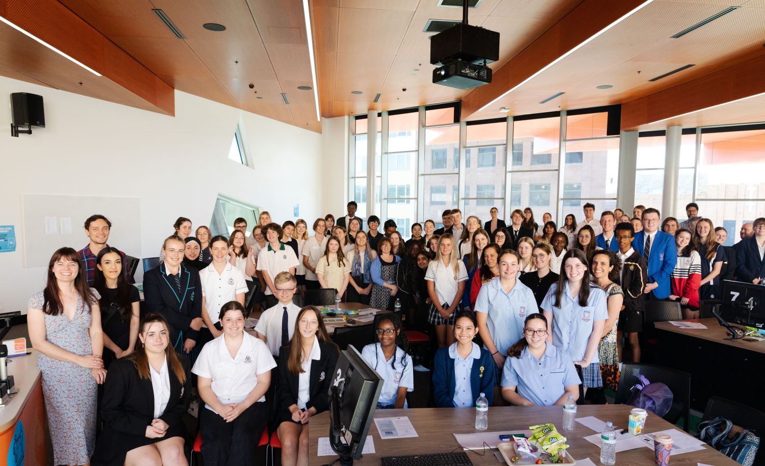 High school students gathered at NUspace