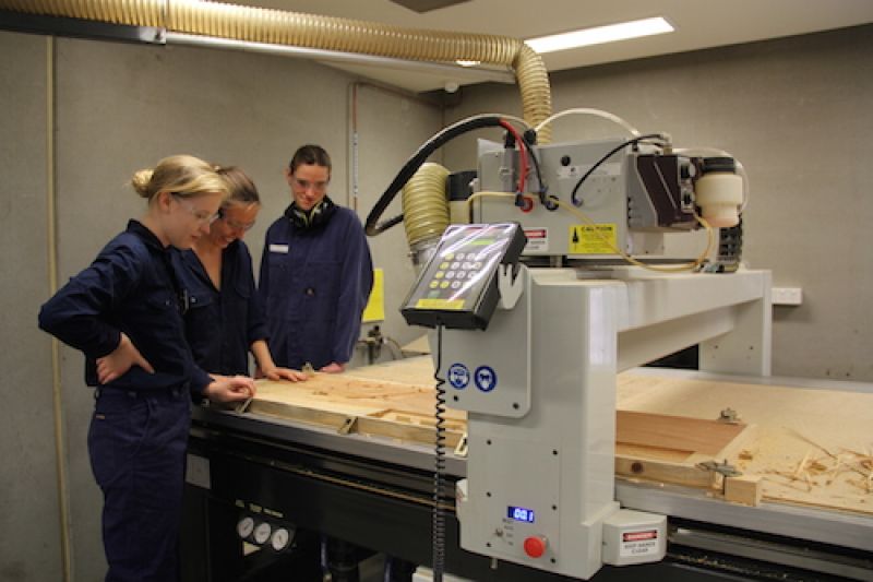 An architecture student in the design studio