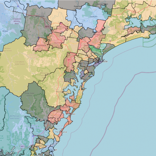 A colour coded map of Newcastle and the surrounding areas that reveals levels of Financial Resilience in each location. New interactive report shows financial vulnerability hotspots across Australia