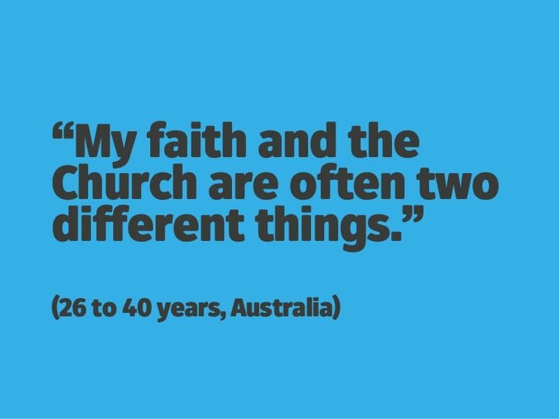 My faith and the Church are often two different things. (26 to 40 years, Australia)