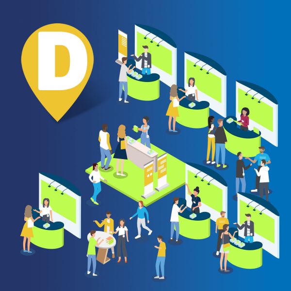 EXSS_Industry Day_Event Widget Icon for Industry Day event, presenters standing in front of students