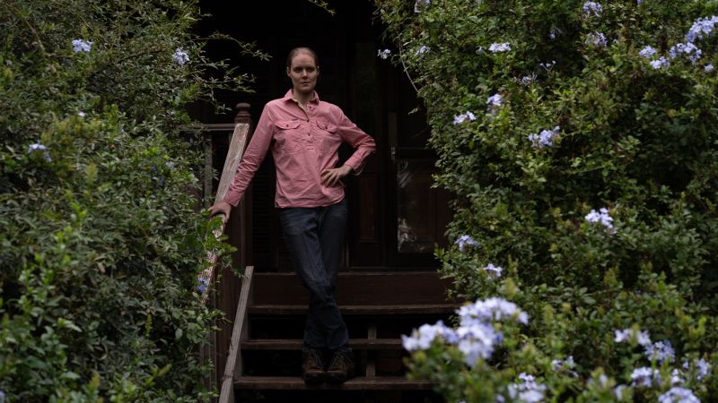 Sophie Nichols looks over the farm from her veranda