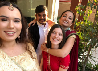 Jenna and friends in before a celebration at the Australian High Commission during her IndoGenius trip in Delhi