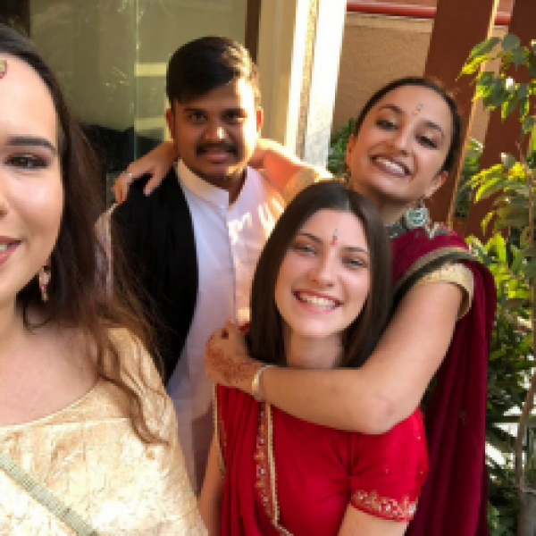 Jenna and friends in before a celebration at the Australian High Commission during her IndoGenius trip in Delhi