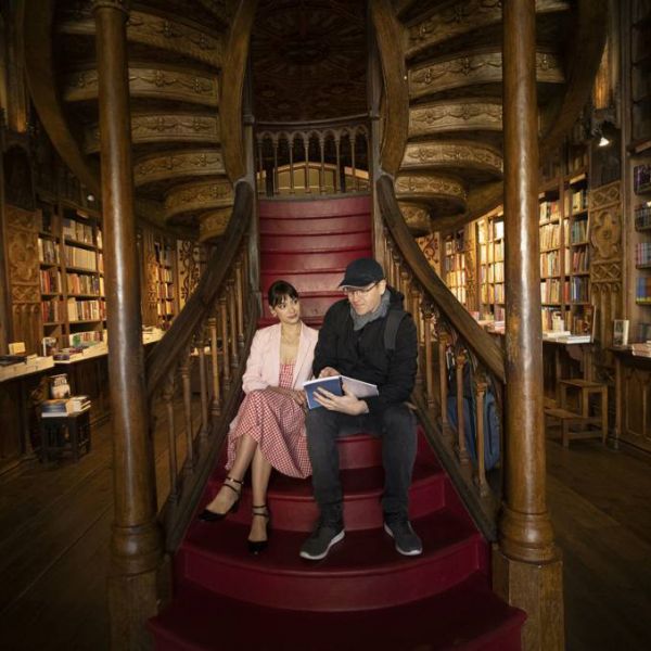 Photo on set in a bookstore