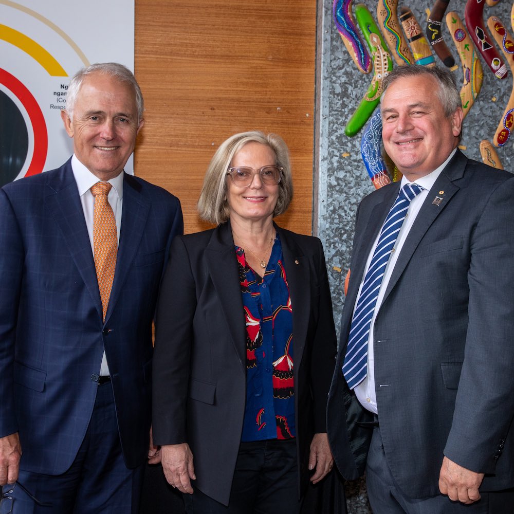 Alex Zelinsky with Malcolm and Lucy Turnbull