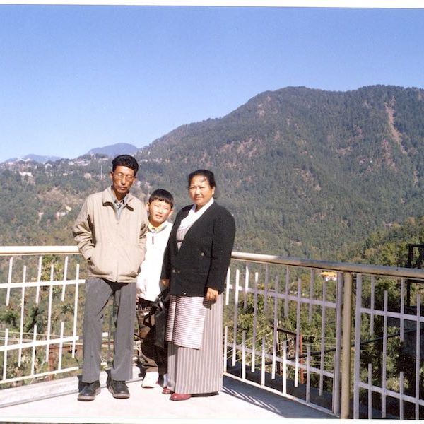 Tenzin and his parents in Himachal Pradesh, Northern India