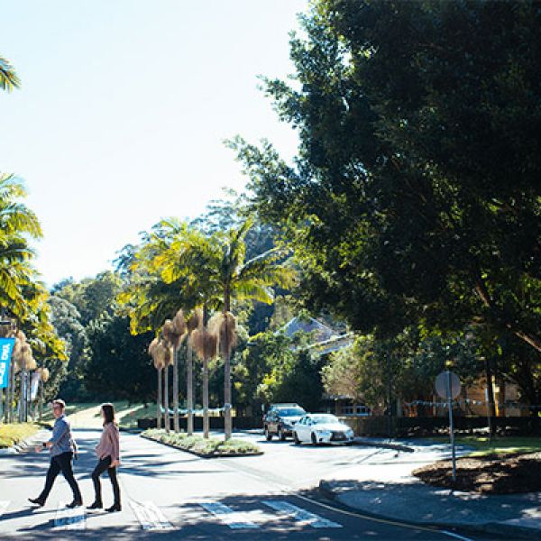 Students walking on Ourimbah campus