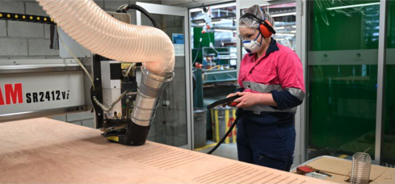 An architecture student in the design studio