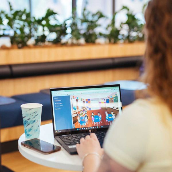 Student using a computer