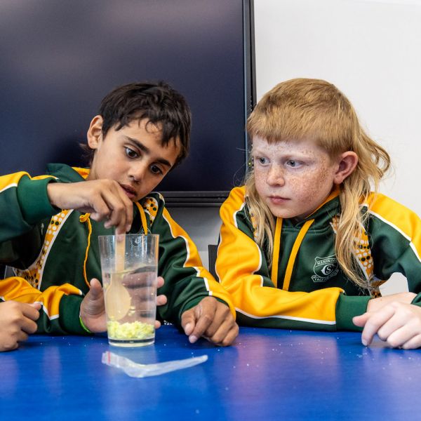 Menindee students conduct test in Chemical Engineering workshop