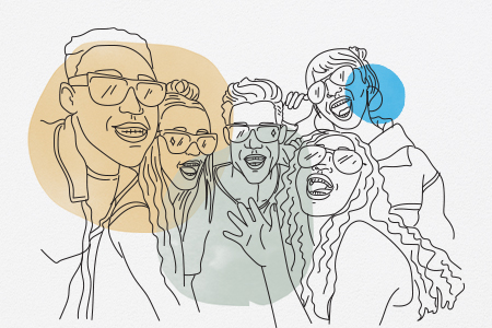 Illustration of students partying