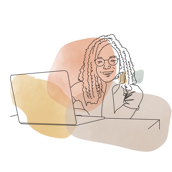 Illustration of a person using a laptop