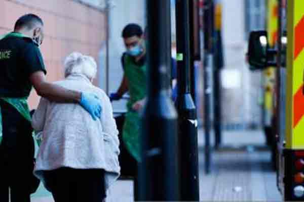 Emergency-dementia An eldery person being escorted into the Emergency Department