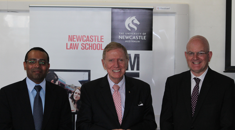 Dean of Law Sandeep Gopalan, Justice Michael Kirby, PVC Richard Dunford