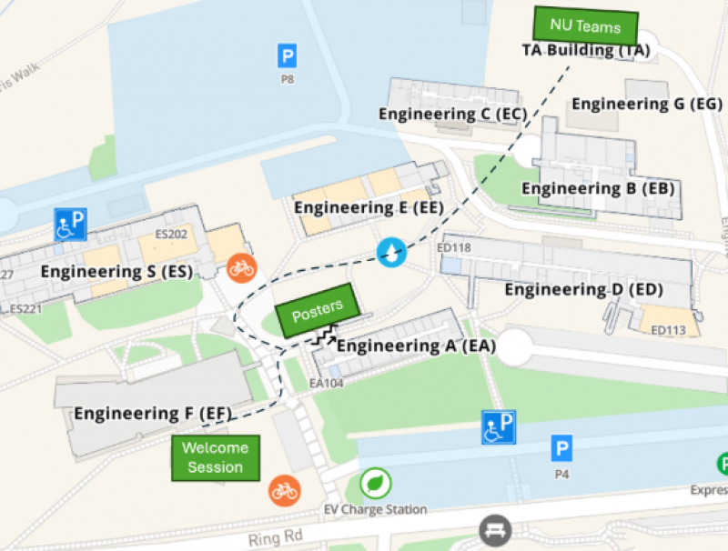 Map showing the event locations