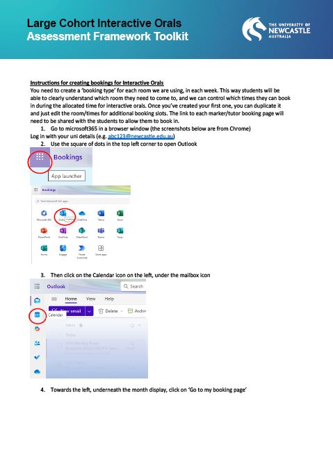 Preview of Booking instructions document