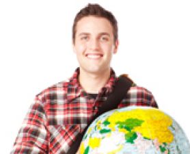 Student holding globe. Applications open for student mobility grants