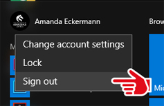 Windows 10 sign out via name