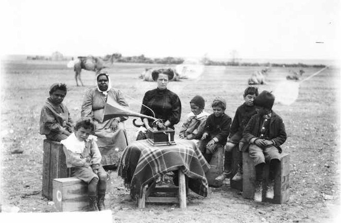 Afghan people with an early make gramophone