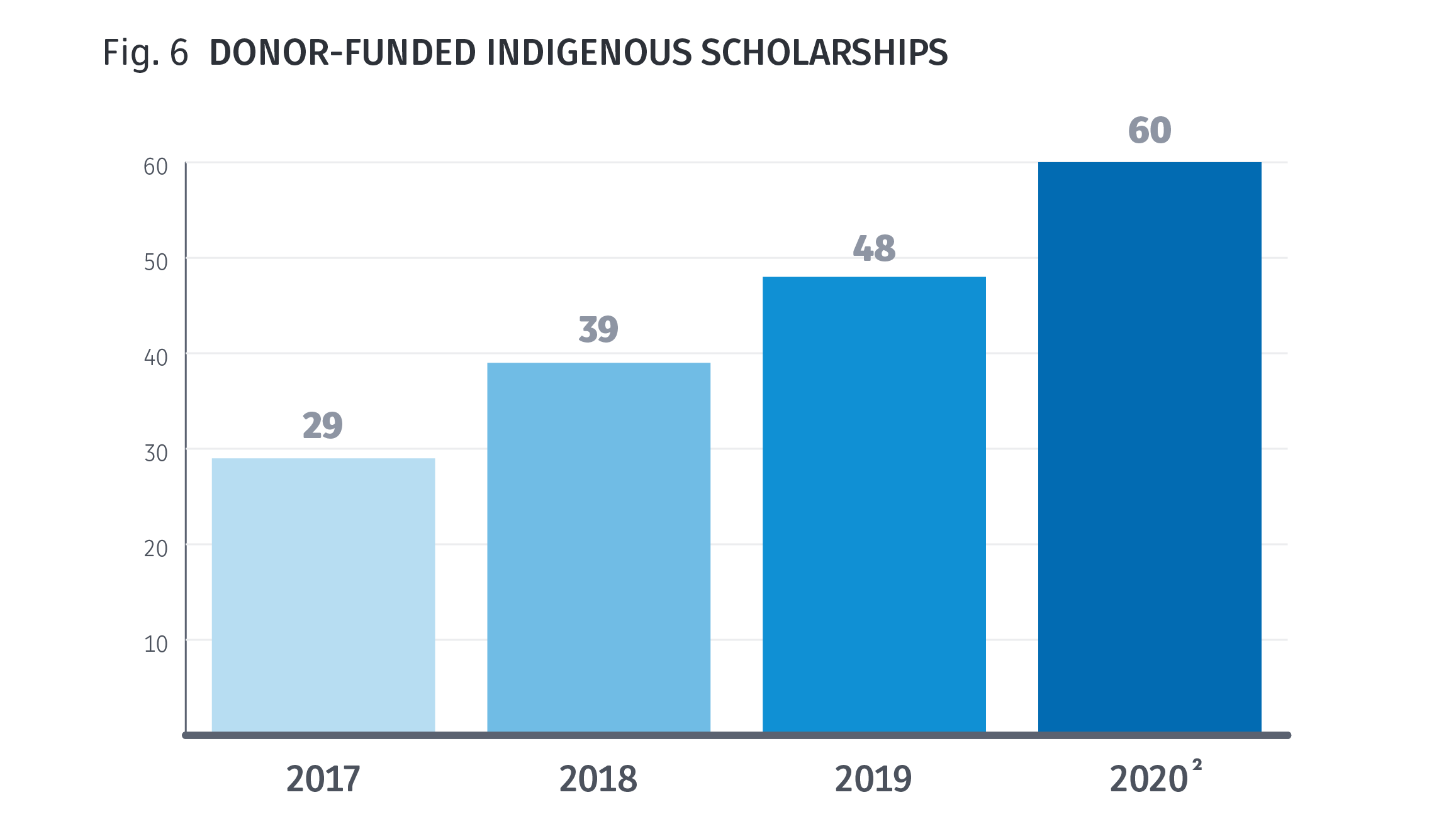 Donor-funded indigenous scholarships chart