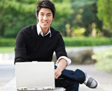 Student with laptop computer