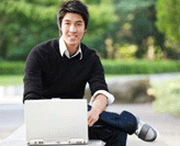 Student with laptop computer. Online Courses.