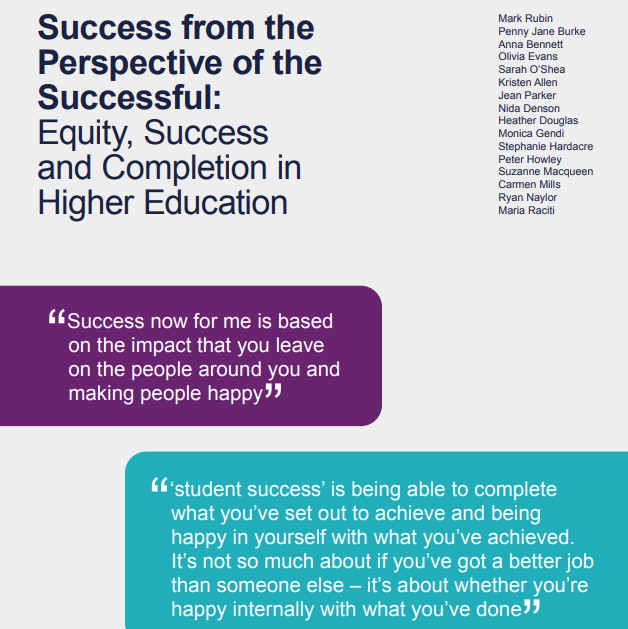 Success from the Perspective of the Successful: Equity, success and completion in higher education