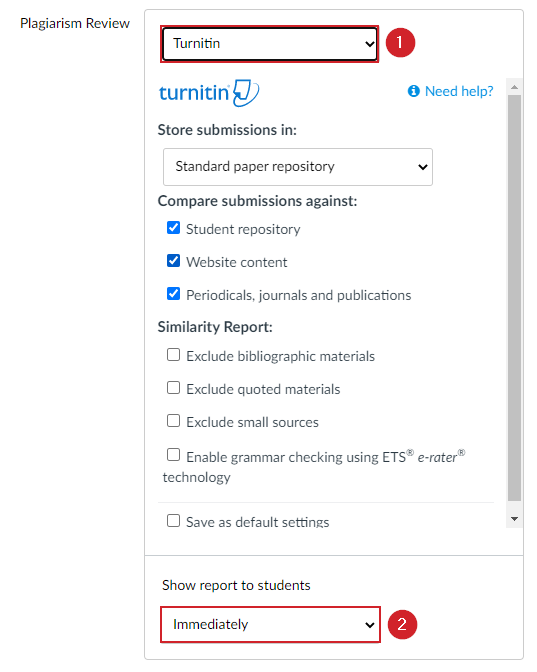 This is a screenshot on how to enable Turnitin on an assignment