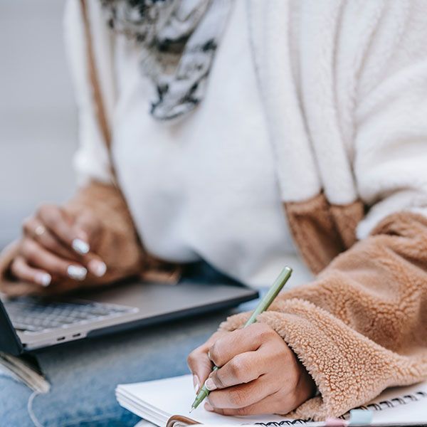 Student studying for exam